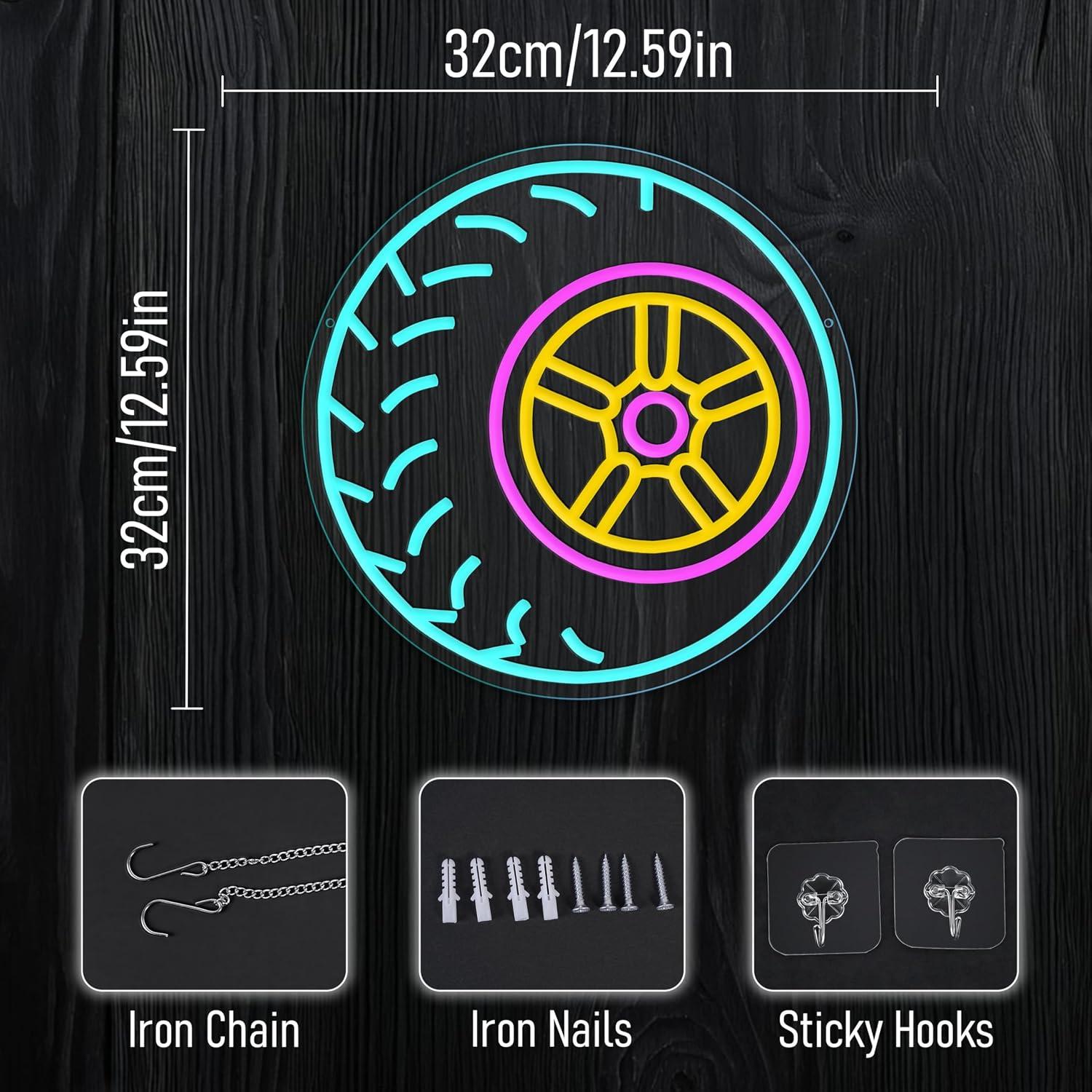 Automobile Tire Neon Sign Whee - Car Led Light recension och pris